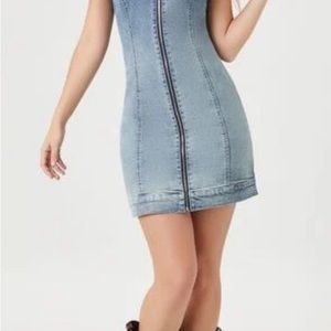 Forever 21 Gradient Zip-Up Denim Mini Dress BNWT
